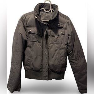 Black Rivet Puffer Coat w/ 4 Pockets
